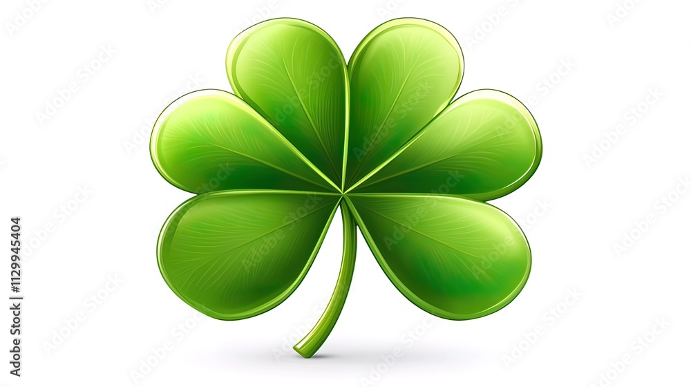 Vibrant green four-leaf clover isolated on white background. Vibrant green four-leaf clover isolated on white background.