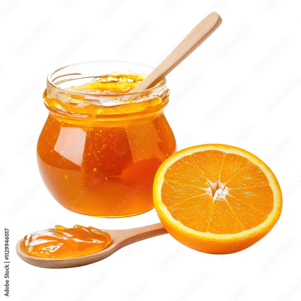 Orange jam on isolated white background.