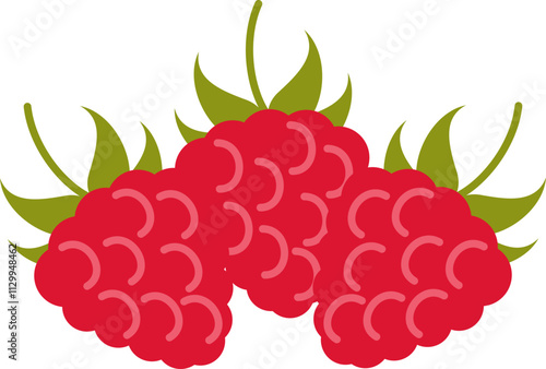 Raspberry Illustration with Leafy Accents