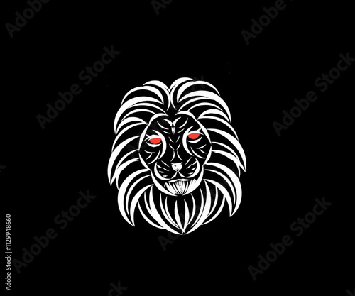 Wallpaper Mural Illustration design of white lion head red eyes black background Torontodigital.ca