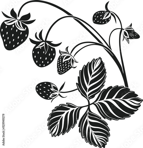 Wallpaper Mural strawberries silhouette vector art illustration Torontodigital.ca