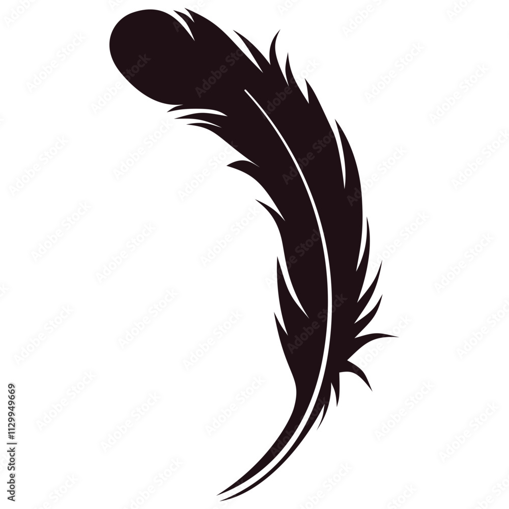 Bird Feather Silhouette Isolated on White Background. Vector Illustration Bird Feather Silhouette Isolated on White Background. Vector Illustration