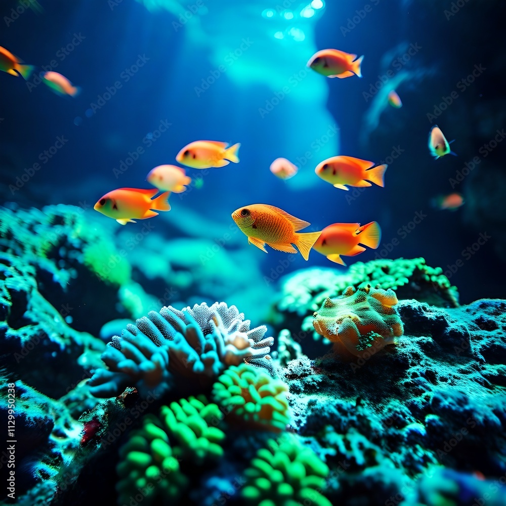 Naklejka premium tropical coral reef and fishes