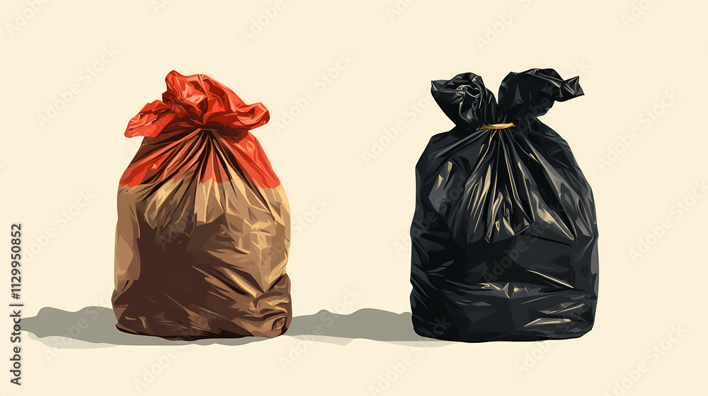 Trash bags: the unsung heroes of waste removal. Omnipresent. Illustration Trash bags: the unsung heroes of waste removal. Omnipresent. Illustration