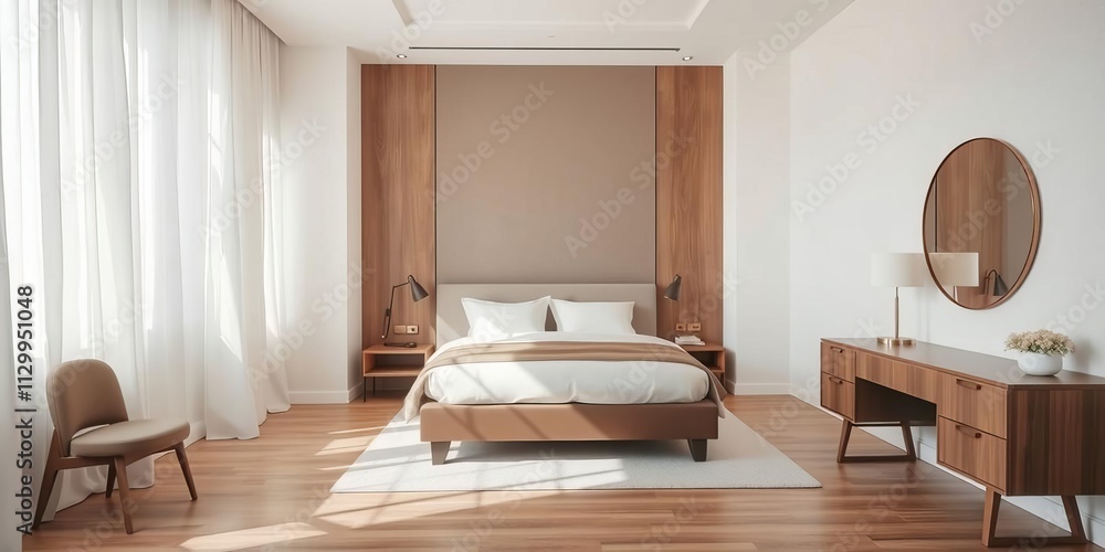 Modern bedroom with sleek furniture, clean lines, neutral colors, and minimal decor, neutral colors, bedroom Modern bedroom with sleek furniture, clean lines, neutral colors, and minimal decor, neutral colors, bedroom