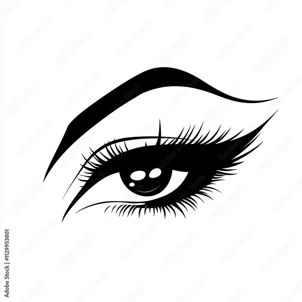 Silhouette features a striking design of an eye with elegant eyeliner, characterized by simple yet effective lines. The abstract aesthetic emphasizes modern artistic expression Silhouette features a striking design of an eye with elegant eyeliner, characterized by simple yet effective lines. The abstract aesthetic emphasizes modern artistic expression