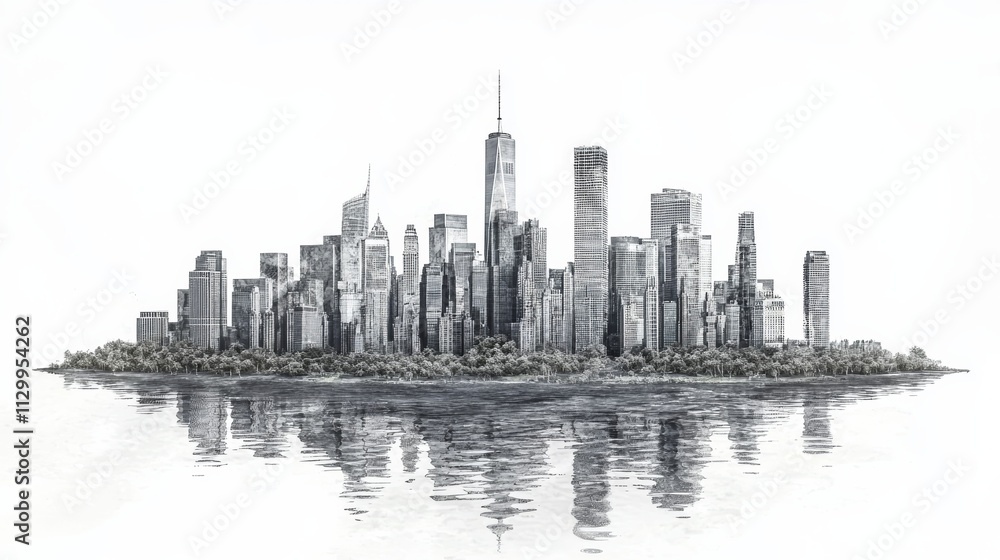 Fototapeta premium A gray clay render of a city skyline