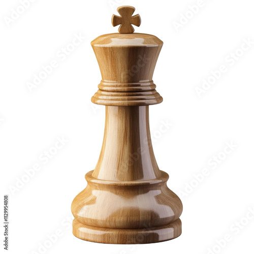 Single wooden chess piece on transparent background