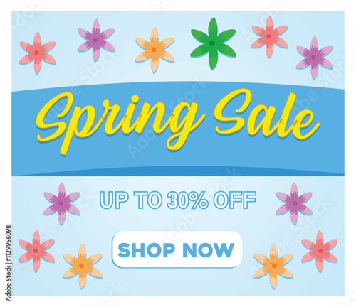 Bright Spring Sale Advertisement Banner With Discount Offer.