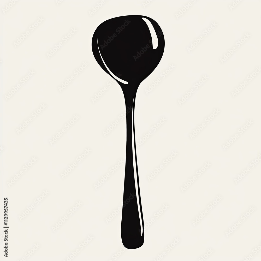 A simplistic black and white silhouette of a ladle is illustrated with minimalist stroke lines, showcasing an abstract aesthetic. This design emphasizes elegance and simplicity A simplistic black and white silhouette of a ladle is illustrated with minimalist stroke lines, showcasing an abstract aesthetic. This design emphasizes elegance and simplicity