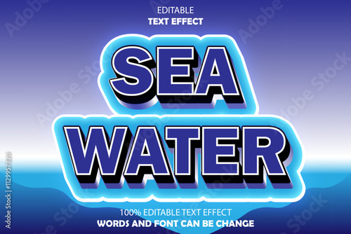 sea water editable text effect 3d