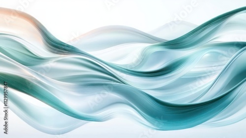 Transparent Green Glass Waves Abstract Flowing Layers Minimalist Curved Fluidity Light Refraction