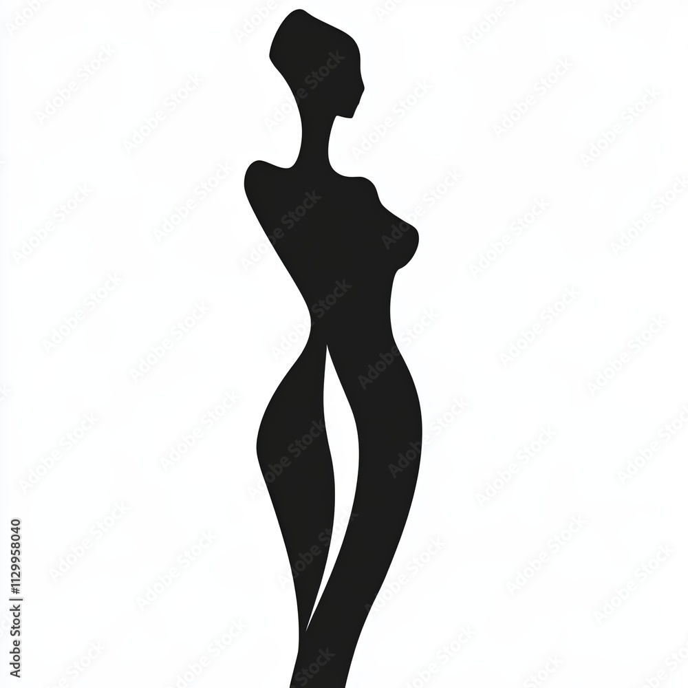 Fototapeta premium This art piece features a striking black and white silhouette of lingerie, created with sleek and minimalist stroke lines to achieve an abstract representation of femininity