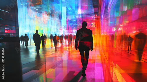 Holographic dreams: a glimpse into the corporate future. Omnipresent. Illustration photo