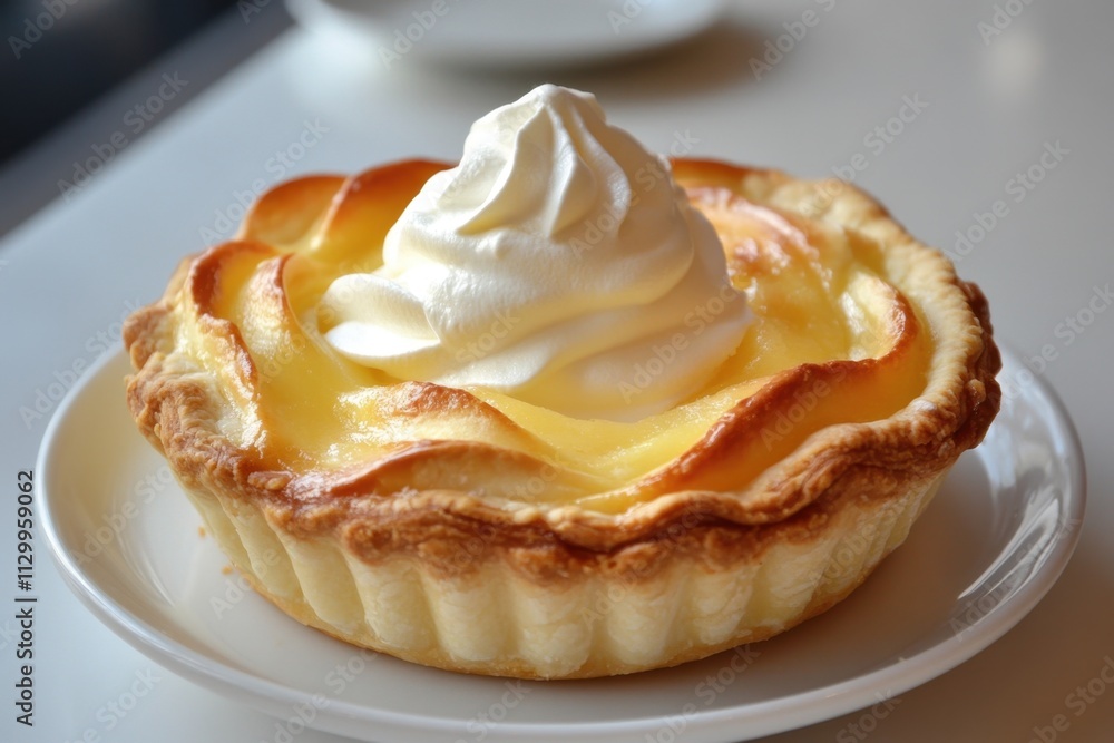 Delicious Lemon Tart Topped With Whipped Cream Delicious Lemon Tart Topped With Whipped Cream