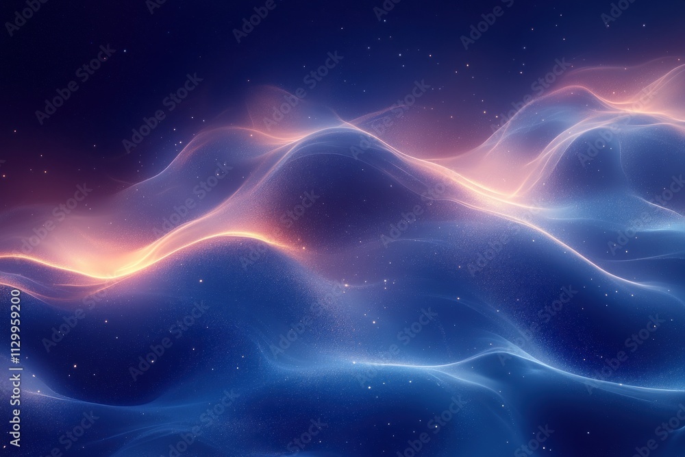 Deep Blue Gradient Abstract Background with Wavy Curved Lines and Metallic Shine Deep Blue Gradient Abstract Background with Wavy Curved Lines and Metallic Shine