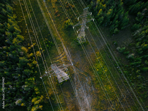 power lines in the countryside