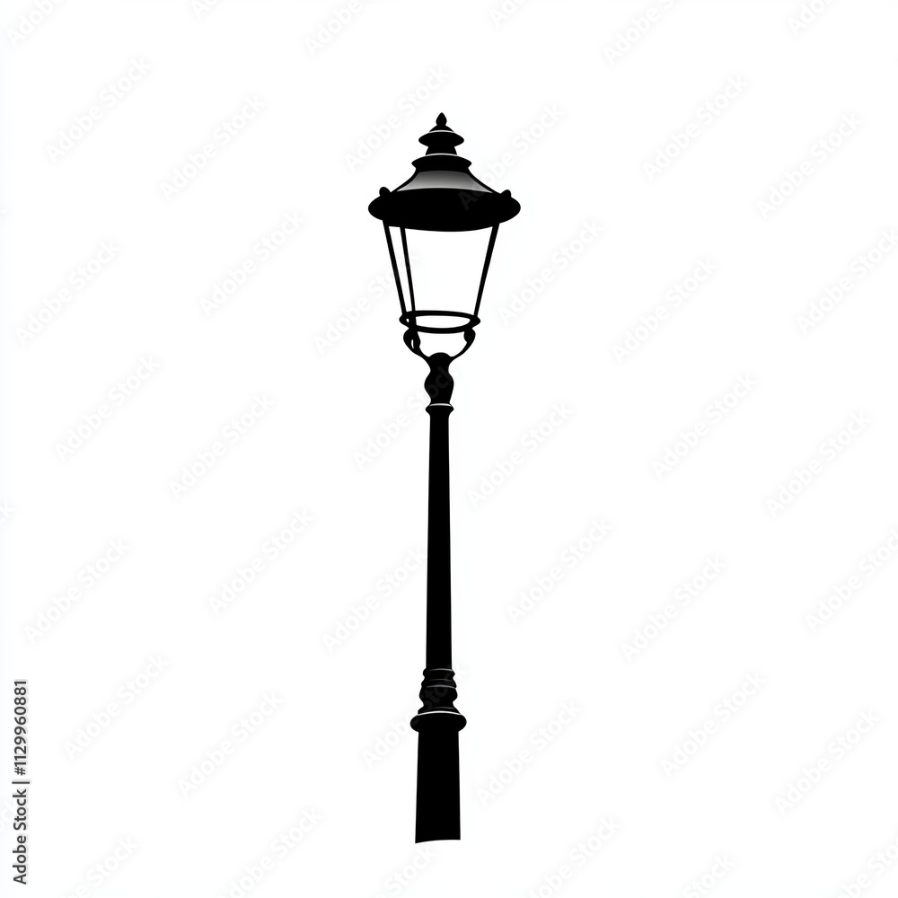 Stylized outdoor lighting fixture stands tall, showcasing minimalist stroke lines in an elegant black and white silhouette, ideal for modern decor Stylized outdoor lighting fixture stands tall, showcasing minimalist stroke lines in an elegant black and white silhouette, ideal for modern decor
