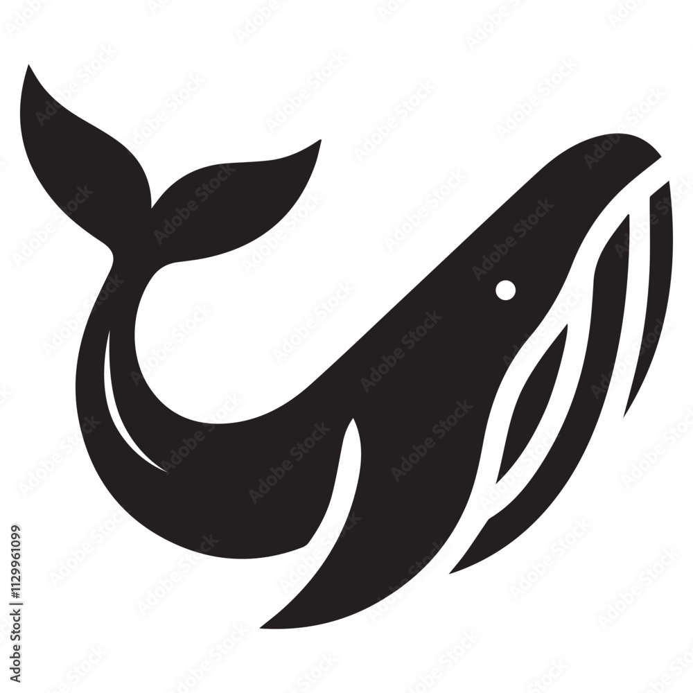 Fototapeta premium Monochrome logo of a whale in a minimalist and geometric style 3