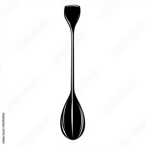 This black and white silhouette of a paddle features clean, minimalist strokes that create an abstract appearance, suitable for water sports graphics and logos photo