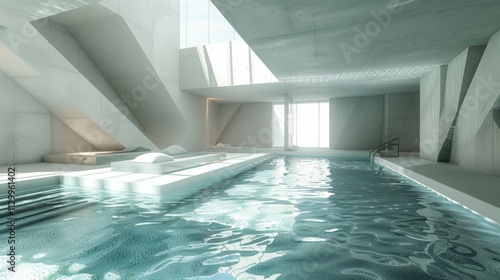 Wallpaper Mural Stylish indoor swimming pool with a modern, geometric design Torontodigital.ca