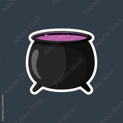 cauldron tool with white outline in flat vector design.