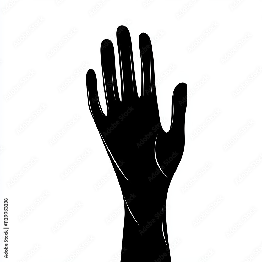 This black and white silhouette of rubber gloves features minimalist lines, providing an abstract aesthetic ideal for design and informational use in various sectors This black and white silhouette of rubber gloves features minimalist lines, providing an abstract aesthetic ideal for design and informational use in various sectors