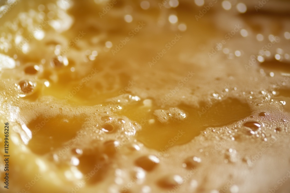Golden Honey Surface Close Up Showing Bubbles Golden Honey Surface Close Up Showing Bubbles