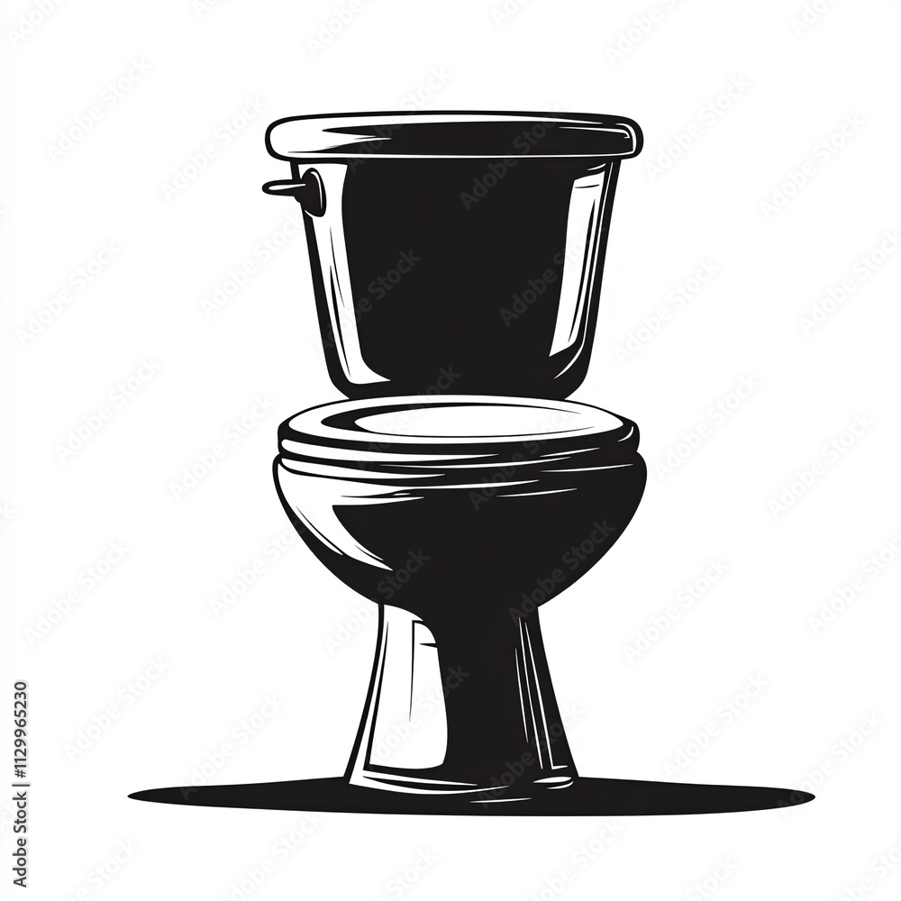 This black and white silhouette showcases a toilet icon crafted with minimalist stroke lines, emphasizing a modern abstract aesthetic suitable for various design needs This black and white silhouette showcases a toilet icon crafted with minimalist stroke lines, emphasizing a modern abstract aesthetic suitable for various design needs