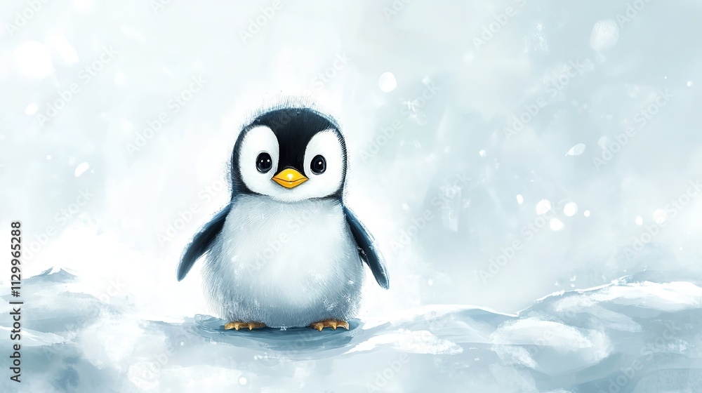 Fototapeta premium Adorable Baby Penguin - Cute and Playful Antarctic Friend