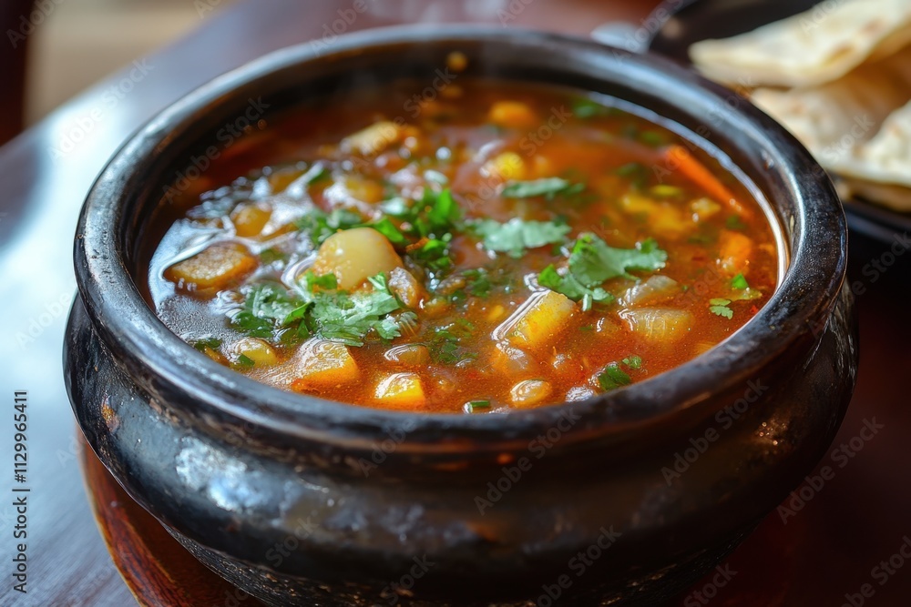 Hearty Vegetable Stew Served In A Clay Pot Hearty Vegetable Stew Served In A Clay Pot