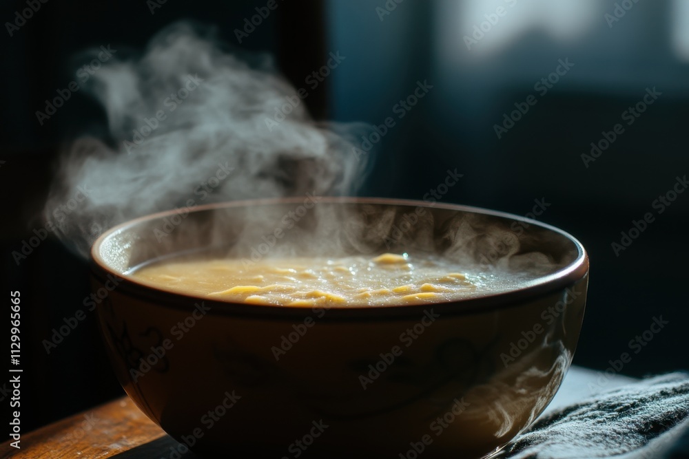 Steaming Bowl Of Hot Soup Ready To Eat Steaming Bowl Of Hot Soup Ready To Eat