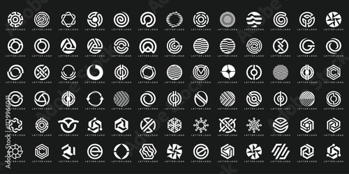 set of collection icon, initial letter O technology business logo design, bundle set icon graphic vector