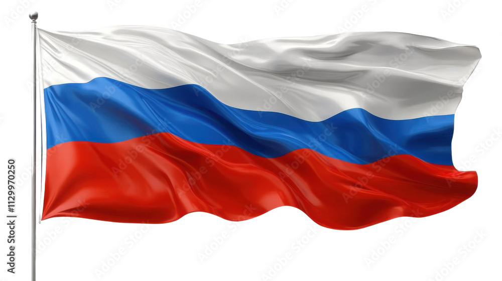 Russia flag waving in the wind isolated on white background Russia flag waving in the wind isolated on white background