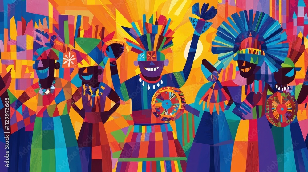 Obraz premium A colorful and imaginative icon representing a cultural festival, capturing its essence.