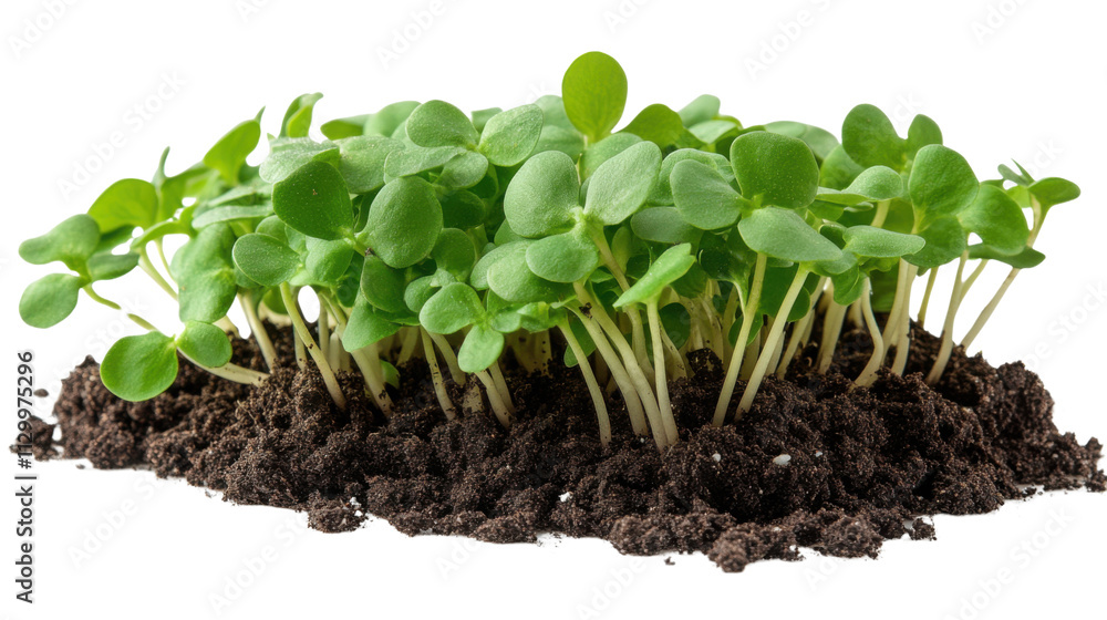 plant in soil isolated on white background
