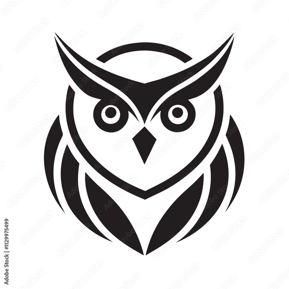 a simple modern owl logo on white background a simple modern owl logo on white background