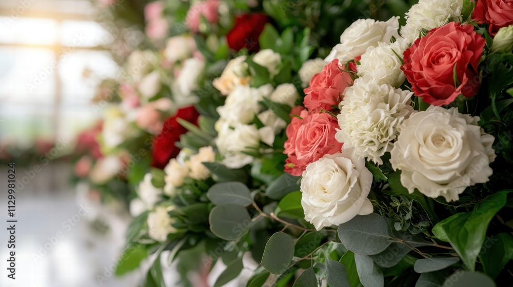 Beautiful bouquet of white and pink roses Beautiful bouquet of white and pink roses