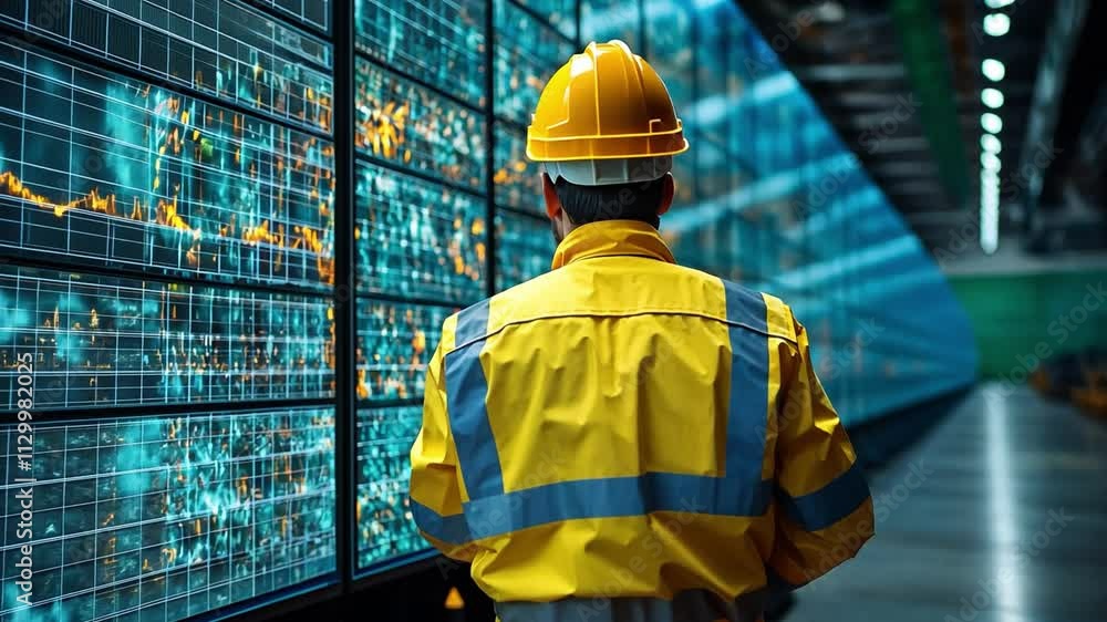 Engineer Monitoring Data Center Displays Engineer Monitoring Data Center Displays