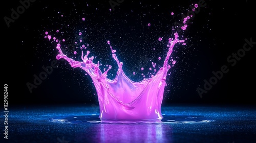 A splash of white liquid, like milk, splashing against a black backdrop photo