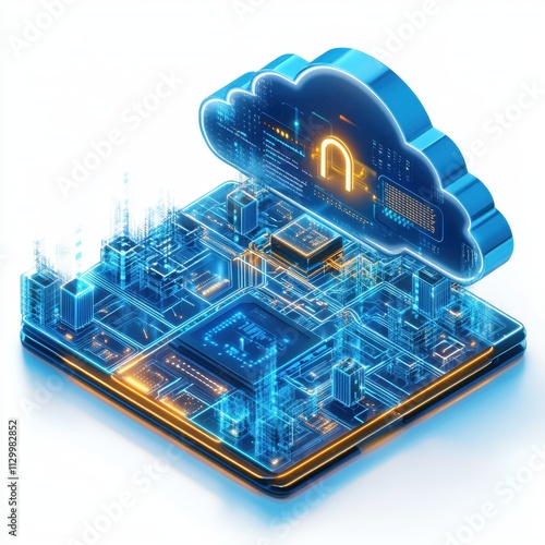 Hybrid Cloud Security: Innovative Cloud Computing Device with Circuit Design, High-Tech Circuitry, and Enhanced Security Features for Modern Data Protection Strategies photo