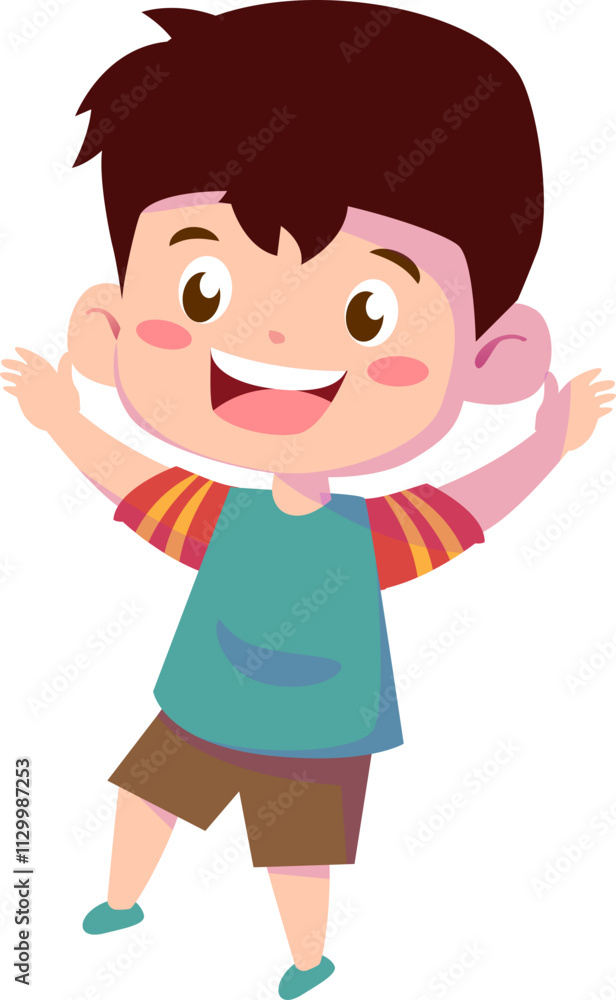 Cheerful cartoon Boy with Outstretched Arms, Design Inspiration, Character Cheerful cartoon Boy with Outstretched Arms, Design Inspiration, Character