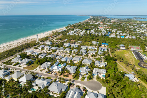 Wealthy waterfront residential area. Rich neighborhood with expensive vacation homes in Boca Grande, small town on Gasparilla Island in southwest Florida photo