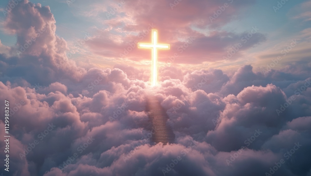 Golden Cross in the Heavenly Clouds Golden Cross in the Heavenly Clouds