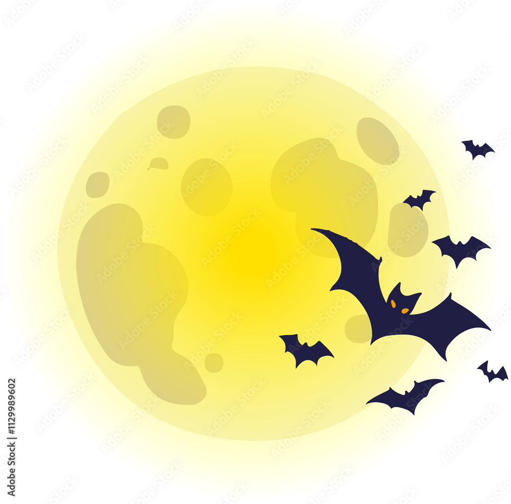 Halloween Bats and Moon Halloween Bats and Moon