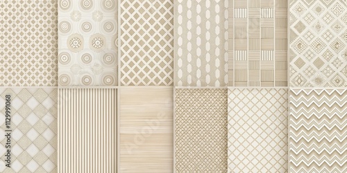 Collection of twelve elegant beige and off-white surface patterns