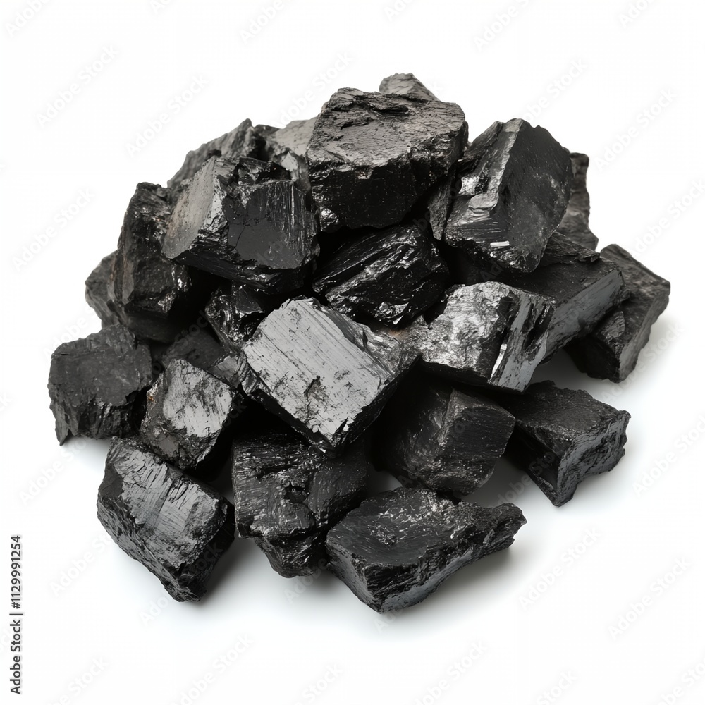 A pile of black rocks on a white background A pile of black rocks on a white background