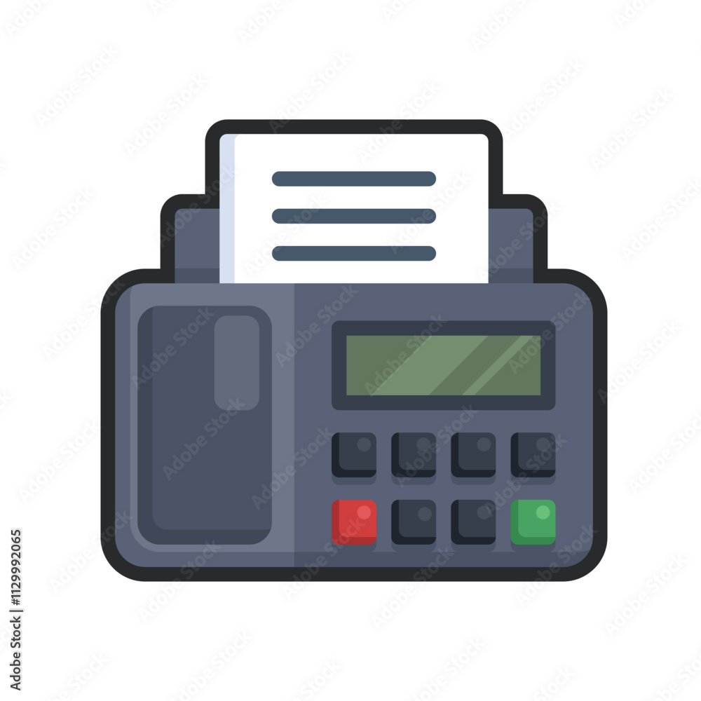 fax machine with outline in flat vector design. fax machine with outline in flat vector design.