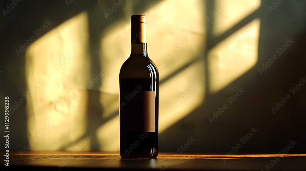 Wine bottle elegantly displayed. Wine bottle elegantly displayed.