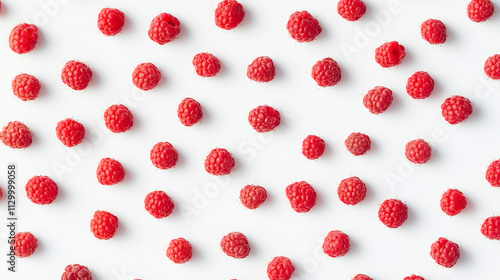 Red Raspberries Pattern  Fresh Summer Berries Background
